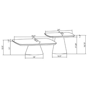 English Elm Duncan Walnut Veneer Two-piece Nesting Coffee Set with Matte Black Conical Bases B062S01486