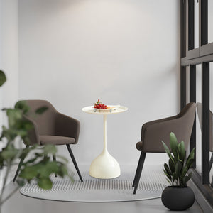 English Elm side White Metal Side Table - Sturdy 35lb Load, Raised Edges, Easy 3-Minute Assembly, Elegant Design W347P235134