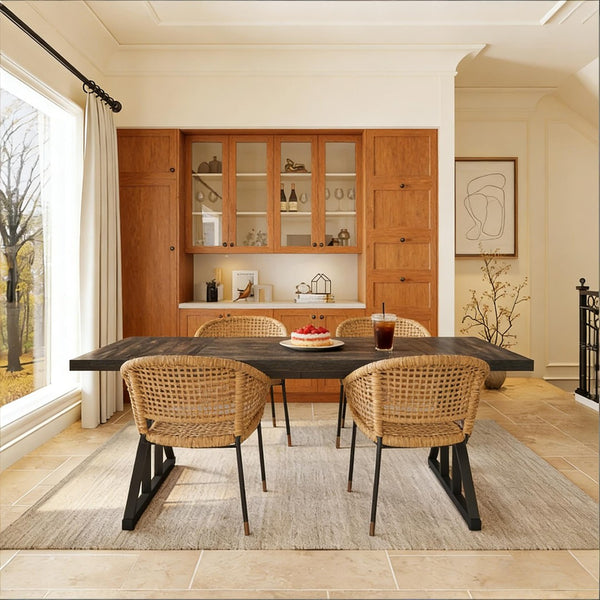 English Elm Woodgrain Walnut Look Bar Height Table with Hexagonal Base for Home Loft Dining T3971P451262