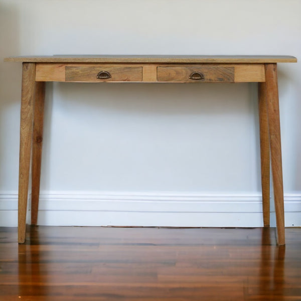 English Elm Solid Wood Nordic Writing Desk - Sustainable Mango Wood, Minimalist Design, Perfect For Home Office B182P279328-GIGA