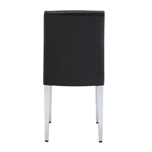 English Elm 4-pack PU dining chairs with ergonomic buckle backrest, gold metal legs, high-density sponge comfort Black+Silver W1151P295708