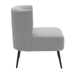 English Elm Fran Sherpa Slipper Chair in Light Grey Fabric with Black Metal Legs — Contemporary Cushioned Accent Seat B202P223533