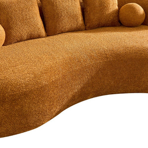 English Elm 90 Inch Curved Boucle Sofa Sculptural Upholstered Couch for Modern Living Spaces Camel N773P376896N