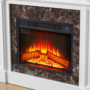 English Elm Only Mantel Smooth-Textured Electric Fireplace Surround with 3D Flame Effect, Detailed Trim, Compact Elegance White W1758P213500