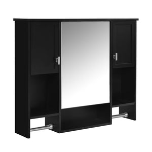 English Elm 35'' Stylish Wall-Mounted Bathroom Storage Cabinet With Mirror & Towel Bar, Modern Design Elegance N710P236929B