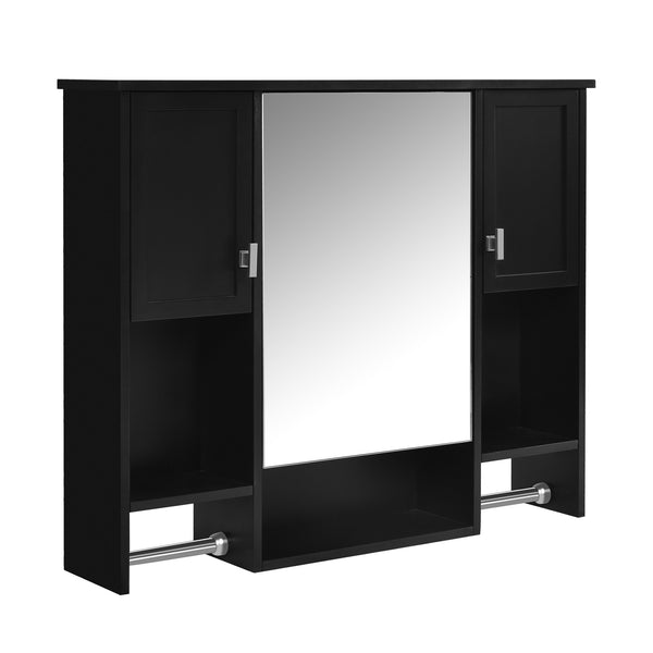 English Elm 35'' Stylish Wall-Mounted Bathroom Storage Cabinet With Mirror & Towel Bar, Modern Design Elegance N710P236929B