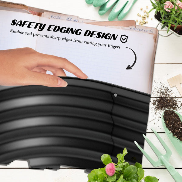 English Elm Metal Galvanized Steel Raised Garden Bed with Rubber Safety Edge for Outdoor Planting Dark Gray T3971P423838