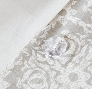 English Elm King/Cal King Malia 4-Piece Embroidered Cotton Reversible Duvet Cover Set – Shabby Chic Ivory Gray Medallion Elegance, Machine Washable B035129165