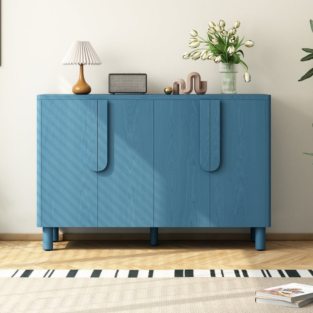 English Elm Trexm Ash Veneer Sideboard with Flush Arc Handles and Adjustable Shelves for Dining Areas N715P264916M