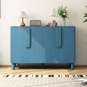 English Elm Trexm Ash Veneer Sideboard with Flush Arc Handles and Adjustable Shelves for Dining Areas N715P264916M