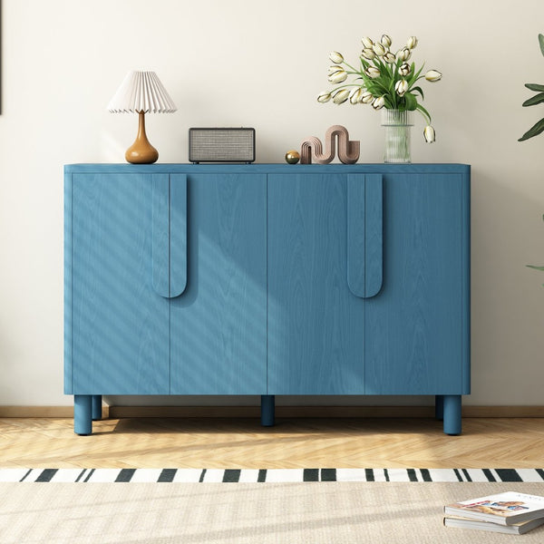 English Elm Trexm Ash Veneer Sideboard with Flush Arc Handles and Adjustable Shelves for Dining Areas N715P264916M