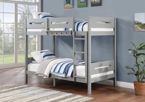 English Elm Edah Gray Twin/Twin Bunk Bed with Removable Ladder, Slat System, Easy Assembly, 330lb Capacity B2726S00332