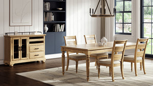 English Elm Server Caramel Finish Elm Veneer Sideboard with Glass Doors, Open Cubbies & Black Metal Pulls - Rustic Durable Storage B2699P355851