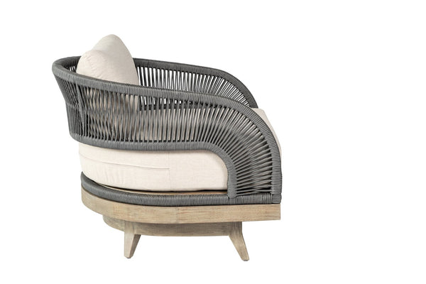 English Elm Orbit Outdoor Swivel Patio Chair Eucalyptus Wood Rope Weave Resort Lounge Seat B2736P464826