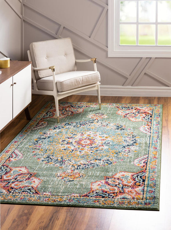 Unique Loom Penrose Alexis Machine Made Medallion Rug Green, Beige/Blue/Olive/Orange/Ivory/Yellow/Pink 9' 10" x 13' 11"