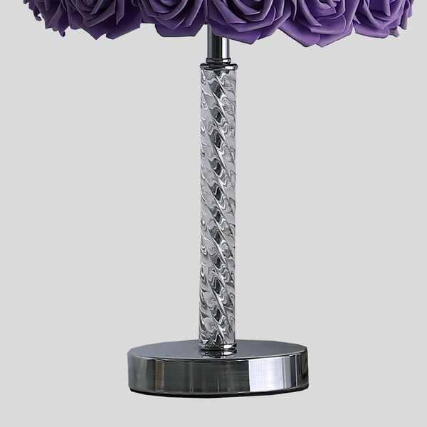 English Elm 18.25" Lavender Roses in Bloom Table Lamp - Twisted Clear Acrylic Stem, Chrome Base, Drum Shade Elegance B072116325