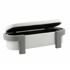 English Elm Christopher Knight Home® - Large Storage Ottoman Bench with 28-Gallon Hidden Compartment, Sturdy 250 lb Capacity, No Assembly Required Off White+Gray N769P223108G