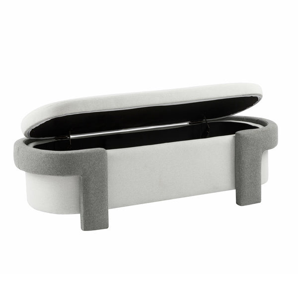 English Elm Christopher Knight Home® - Large Storage Ottoman Bench with 28-Gallon Hidden Compartment, Sturdy 250 lb Capacity, No Assembly Required Off White+Gray N769P223108G