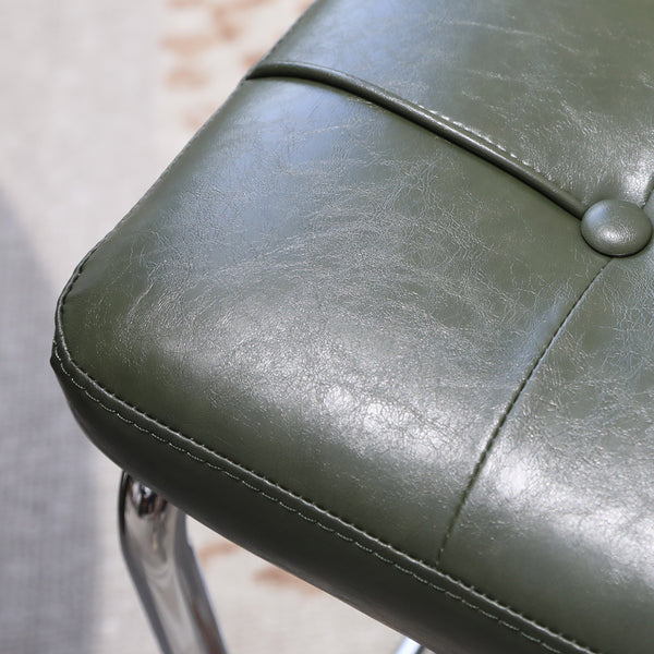 English Elm Dining Chairs Set of 2 Mid-Century Chrome Cantilever Faux Leather Rattan Back Accent Chairs Dark Green W2105P346391