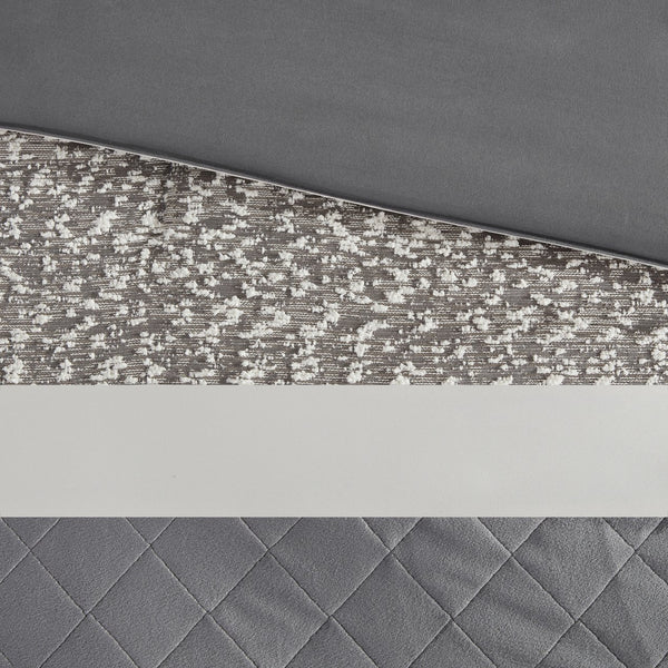 English Elm 5 Piece Textured Jacquard Stripe Comforter Set - Luxurious Full/Queen Bedding With Throw Pillows! B035P280386