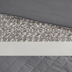 English Elm 5 Piece Textured Jacquard Stripe Comforter Set For King/Cal King Beds With Luxe Throw Pillows B035P280387