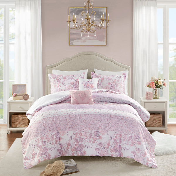 JLA Home Intelligent Design - Floral Romantic Paisley Comforter Set with Embroidered Decorative Pillows, Hypoallergenic, OEKO-TEX 90 L x 90 W x 1H ID10-2323