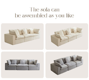 English Elm Modular Sectional Sofa - Space-Saving Light Gray Sleeper Couch With Comfy Sherpa Fabric Design W3622S00008