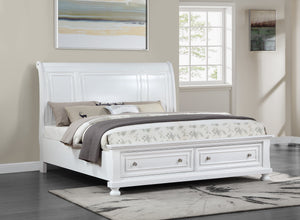 English Elm Meade Full Bed With Built-In Storage - Modern White Design, Solid Wood Construction & Quality Finish B078S00567