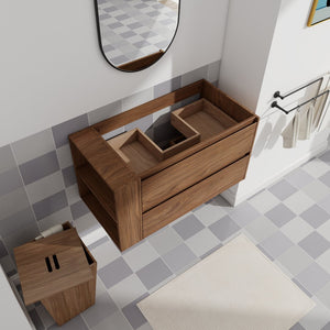 English Elm 36"Wall Modern Bathroom Vanity Cabinet with Adjustable Side Shelf, Soft-Close 2/3 Drawers, Water-Resist W999P168517