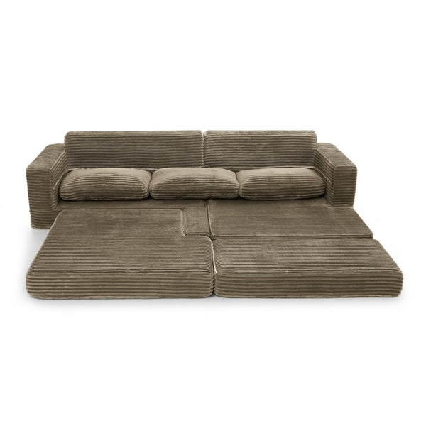 English Elm Right Modular Corduroy Sectional Sofa Converts to Queen Bed for Small Space Living W487S00361