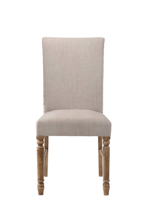 English Elm Leventis Cream Linen Parsons Side Chairs Set of 2 — Weathered Oak Turned Legs, Nailhead Trim, Padded Seats B2726P298629