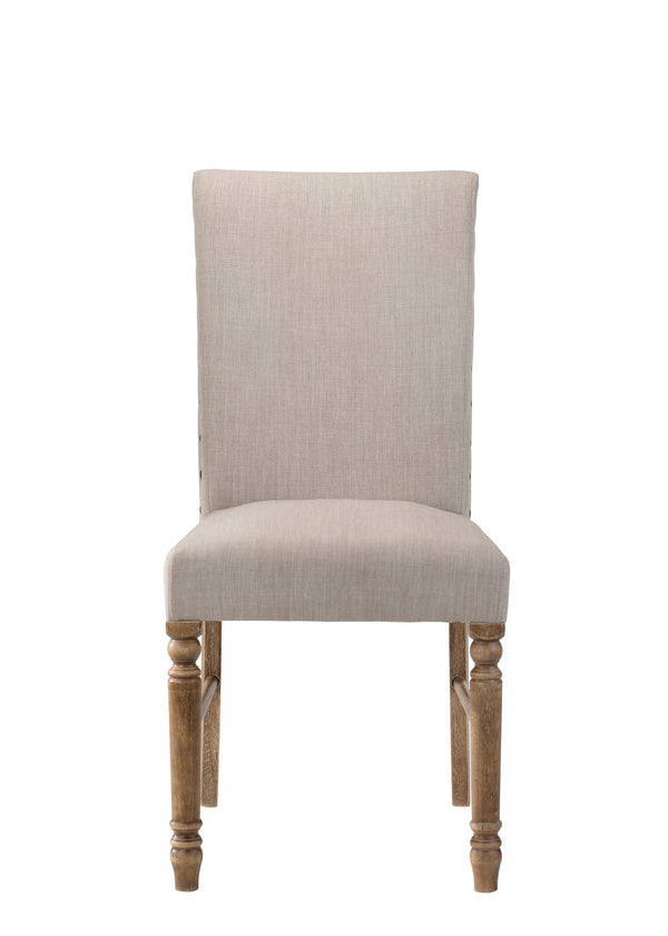 English Elm Leventis Cream Linen Parsons Side Chairs Set of 2 — Weathered Oak Turned Legs, Nailhead Trim, Padded Seats B2726P298629