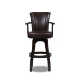 English Elm Williams 31In Swivel Bar Stool With Armrests, Vintage Brown Faux Leather