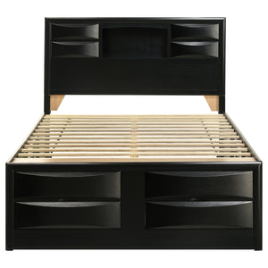 English Elm Jazz Black Queen Storage Bed With Bookcase Headboard & Underbed Storage – Stylish & Space-Saving Design B062S00936