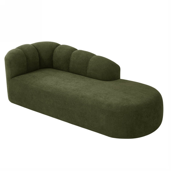 English Elm 80" Curved Sofa Scalloped Bubble Back Polyester Upholstered Modern Living Room Seating Olive Green N771P397555L