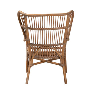 English Elm Modern Handcrafted Rattan Armchair Openwork Weave Bohemian Living Room Accent B2750P420360