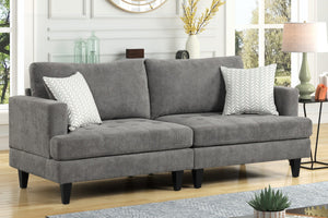 English Elm Capri Three Piece Chenille Living Room Set with Sofa Loveseat Chair and Throw Pillows B2749S00073