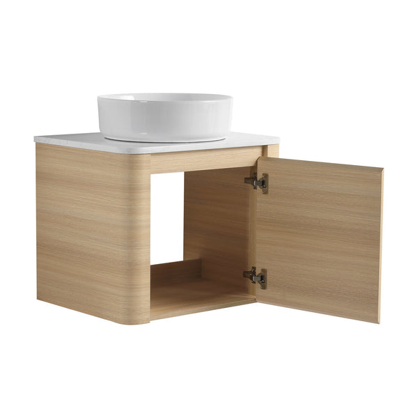 English Elm 24'' Wall-Mounted Bathroom Vanity With Soft-Close Door & Stylish Ceramic Sink For Small Spaces W999S00457