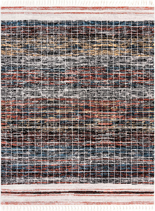 Unique Loom Aramis Oliver Machine Made Tribal Rug Multi, Black/Ivory/Rust Red/Light Blue/Light Brown/Beige 7' 10" x 10' 0"