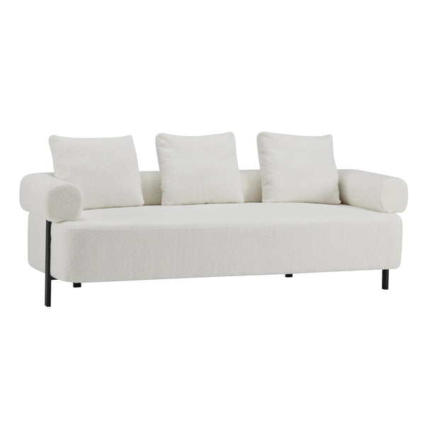 English Elm Christopher Knight Home® - 78" Modern 3-Seater Upholstered Sofa with Plush Pillows, Bouclé Fabric, Sturdy Frame, Cozy Style Beige N767P308857B