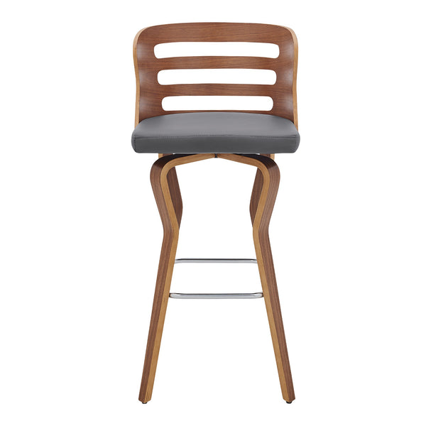 English Elm Lusera 30" Swivel Bar Stool - Gray Faux Leather & Walnut Wood - Contemporary Comfort & Style B2736P268524