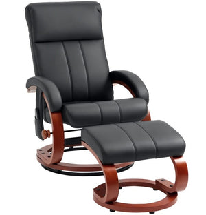 English Elm Vibration Massage Swivel Recliner with Ottoman Pu Leather Home Office Lounge Chair T3971P412312