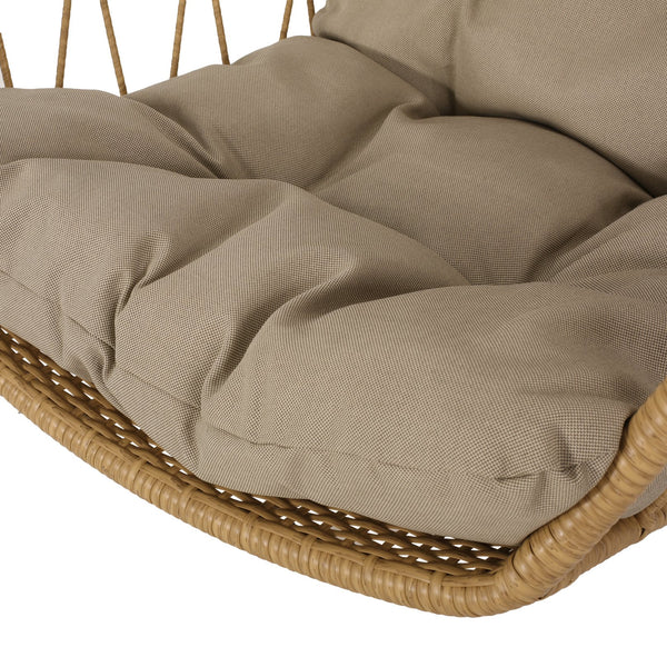English Elm Christopher Knight Home® - TAMARA Cozy Brown Fabric Hanging Chair with 8ft Chain — Comfortable Patio Seat, Durable 32.8x25.8x15" 71694.00LTN