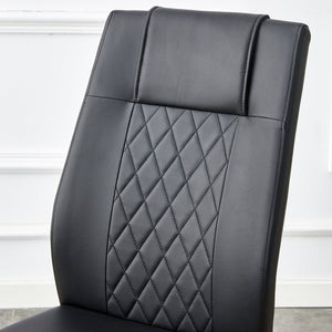 English Elm Table Set - Modern Round Clear Tempered Glass Dining Table With Stylish High-Back Black Chairs W1151S01717-GIGA