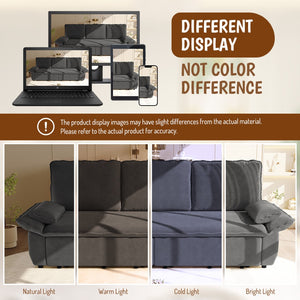 English Elm 94.5" King Convertible Sleeper Sofa Corduroy Upholstered Chaise Lounge Guest Room Bed Grey W1885S00308