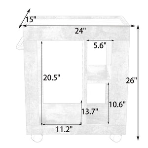 English Elm Mid-century movable brown trolley side cabinet with shelves, 500lb capacity, MDF, versatile storage and style W1278P226002