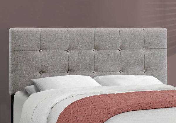 English Elm Bed, Upholstered Queen Low Profile Platform Bed with Tufted Padded Headboard and Wood Slats Grey 66 L x 26 W x 4 H B2710P219519