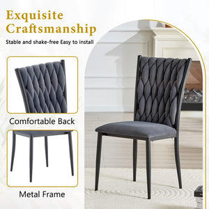 English Elm Elegant Velvet Tufted High Back Dining Chair with Tapered Metal Legs for Modern Rooms W3875P401461