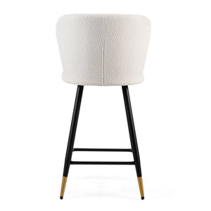 English Elm Christopher Knight Home® - 25.79'' Modern Barstool with Soft White Fabric Seat, Ergonomic Curved Back, Black Metal Legs with Gold Tips N780P228983W
