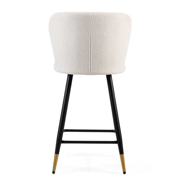 English Elm Christopher Knight Home® - 25.79'' Modern Barstool with Soft White Fabric Seat, Ergonomic Curved Back, Black Metal Legs with Gold Tips N780P228983W